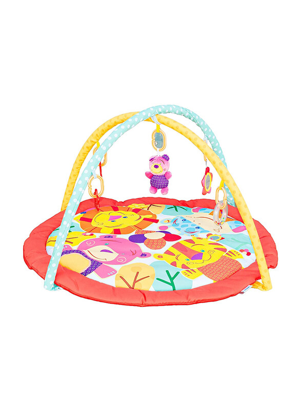 

Moon Perky Baby Playmat & Activity Gym for Newborn Baby & Infant 5 Hanging Sensory Animals Toys, 0+ Months, Multicolour