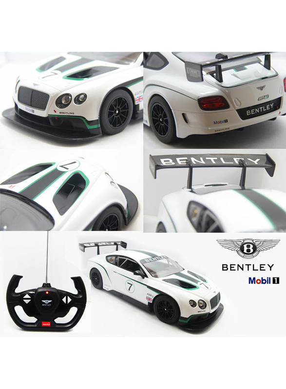 Rastar Bentley GT3 Performance Remote Control Car, 1:14 Scale, White, Ages 6+