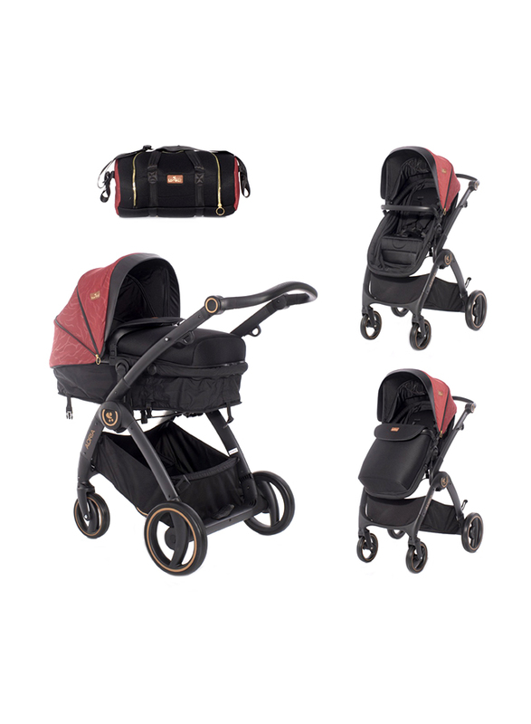 Lorelli Premium Adria Baby Stroller, Black/Red