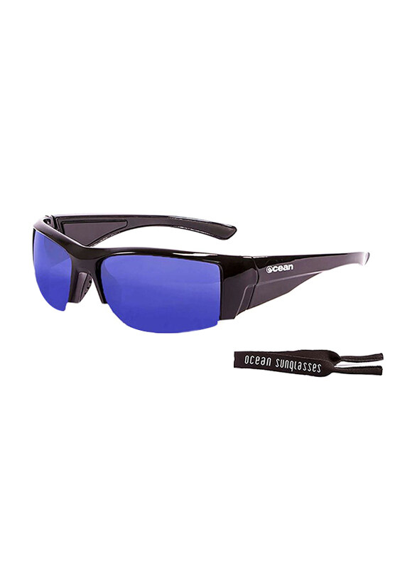 

Ocean Glasses Polarized Half Rim Sport Guadalupe Shiny White Frame Sunglasses Unisex, Revo Blue Lens