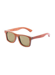 Ocean Glasses Venice Beach Full-Rim Square Skate Wood Brown Frame Sunglasses Unisex, Revo Yellow Lens