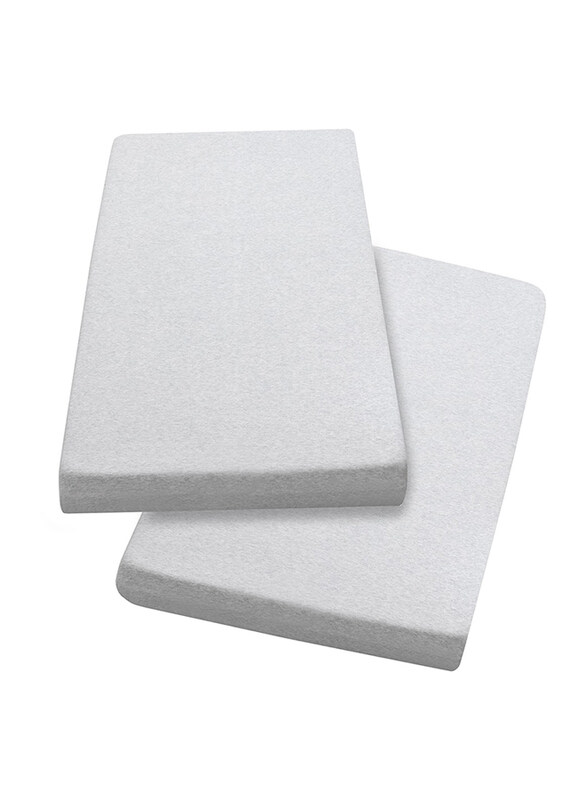 

Clevamama Jersey Cotton Fitted Sheets Bedside Crib, 2 Pieces, Melange Grey