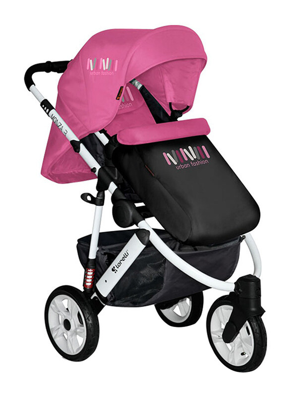 

Lorelli Premium Monza 3 2-in-1 Air Wheels Stroller, Black/Rose Pink