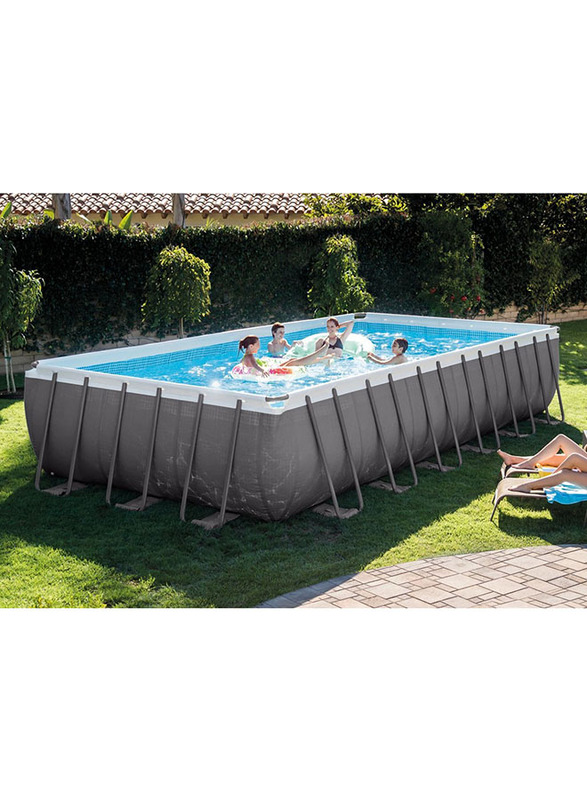 Intex Rectangular Ultra Frame Pool, 24-Feet, Grey
