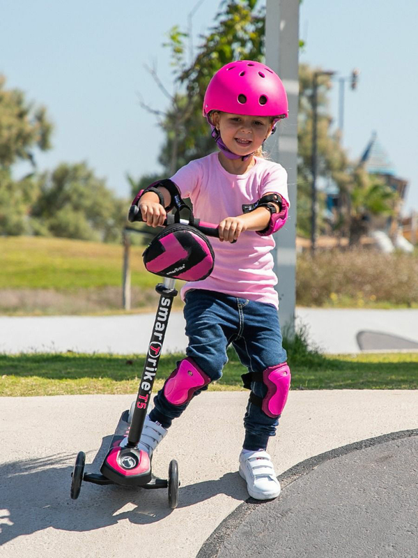 SmarTrike T5 T-Scooter with Safety Gear, Pink, Ages 3+