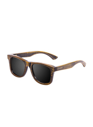 Ocean Glasses Polarized Full Rim Square Nelson Bamboo Black Frame Sunglasses Unisex, Smoke Polarize, 61/10/135