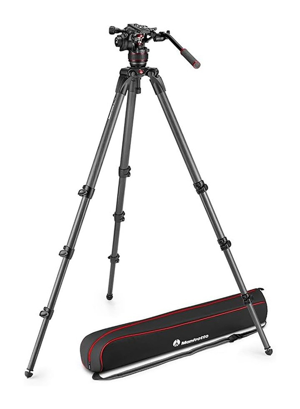 Manfrotto 608 Nitrotech Fluid Video Head & 536 Carbon Fiber Single Leg Tripod, MVK608CTALL, Black