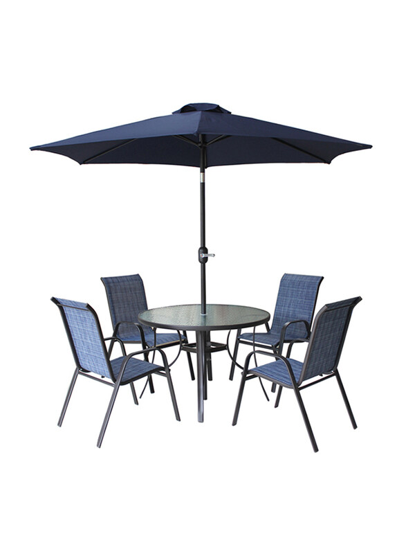 Procamp 6 Pieces Large Steel Round Patio Set, Grey