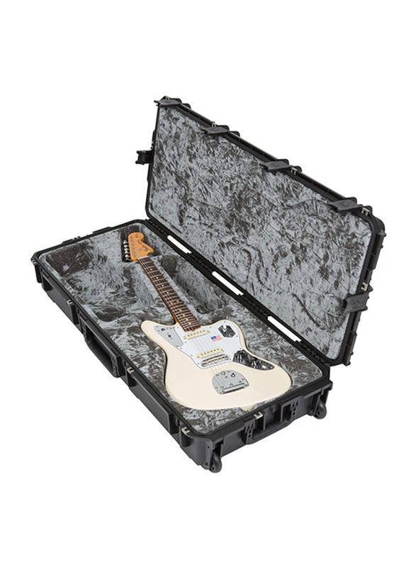 SKB iSeries Waterproof Flight Jaguar/Jazzmaster Guitar Case with Wheels, Black