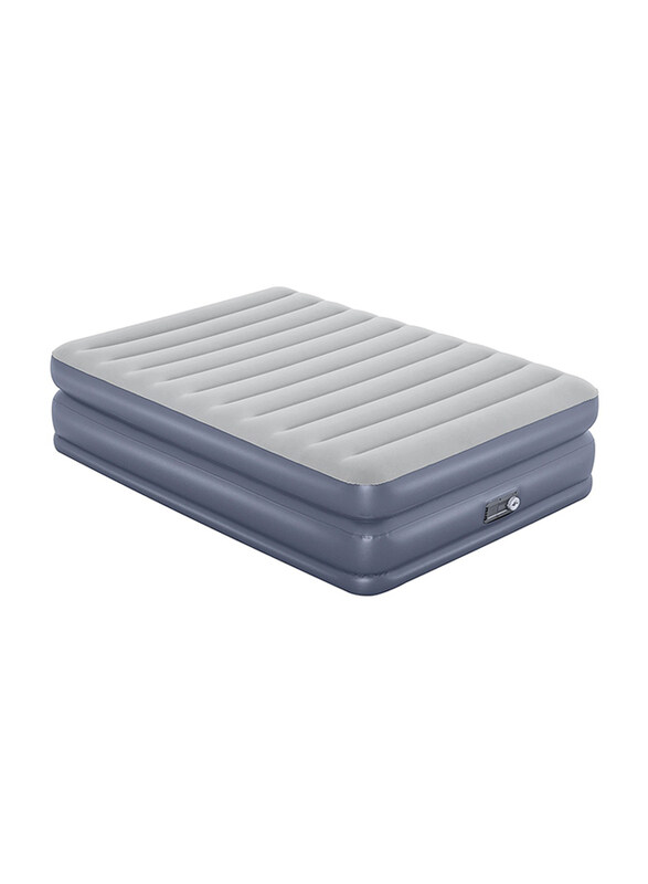 

Bestway Queen Double Airbed with Integrated Electric Pump, White/Grey
