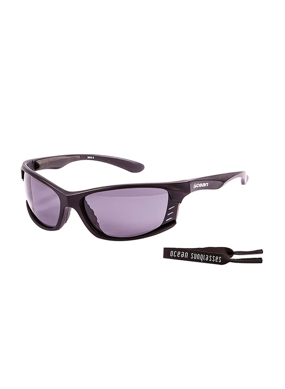 Ocean Glasses Polarized Full Rim Sport Cyprus Matt Black Frame Sunglasses Unisex, Smoke Lens, 61/10/135