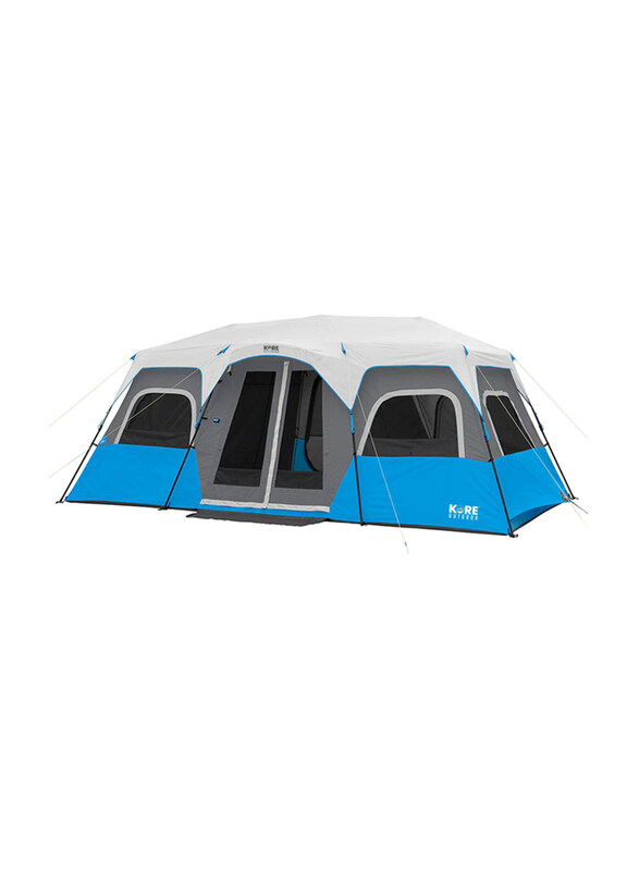 Kore Outdoor Lighted Instant Cabin Tent, 12 Person, Grey/Blue