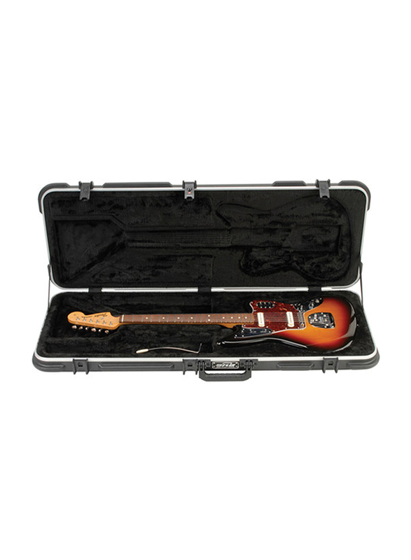 SKB Jaguar/Jazzmaster Type Shaped Hardshell -TSA Latch Over-Molded Handle Guitar Case, Black