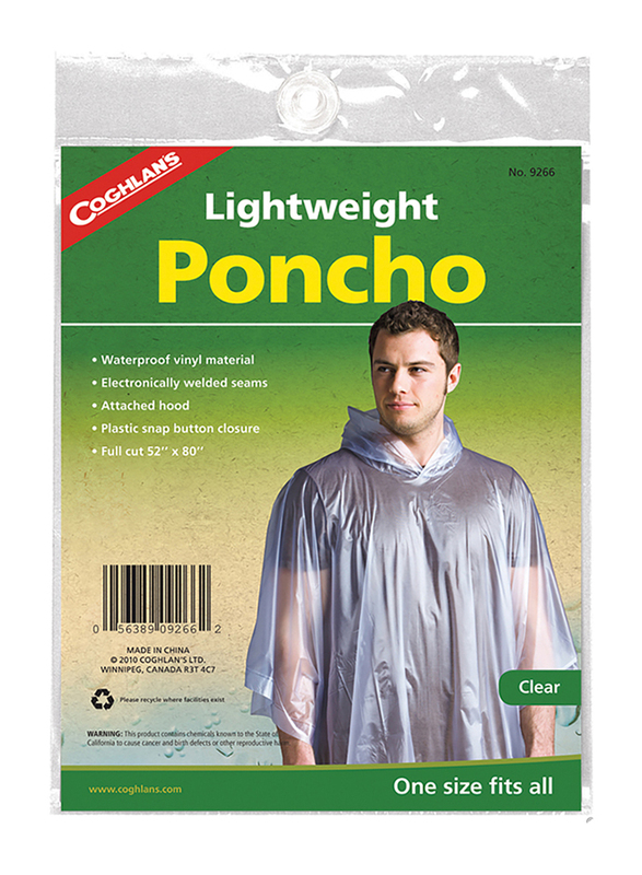 Coghlans Lightweight Poncho, 203 x 134cm, Clear