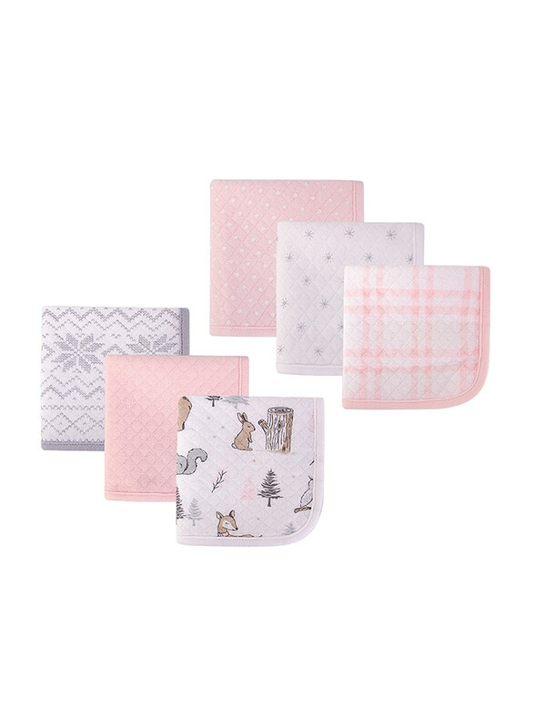 

Hudson Baby 6-Piece Winter Forest Animal Quilted Washcloths for Baby, Multicolour