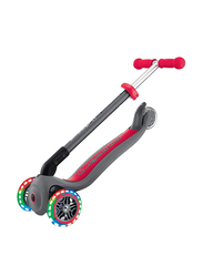 Globber Primo Foldable Lights Scooter, Red/Grey