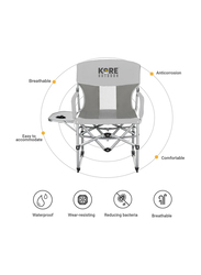 Kore Outdoor Portable Folding Director Camping Chair with Side Table, Grey