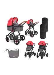 Lorelli Premium Alexa Baby Stroller Set, Cherry Red