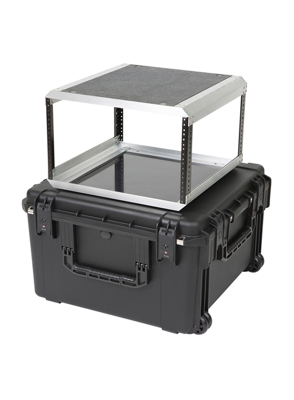 SKB iSeries Case with Removeable 10U Aluminum Shallow Rack Cage with TSA Locks and Wheels, Black