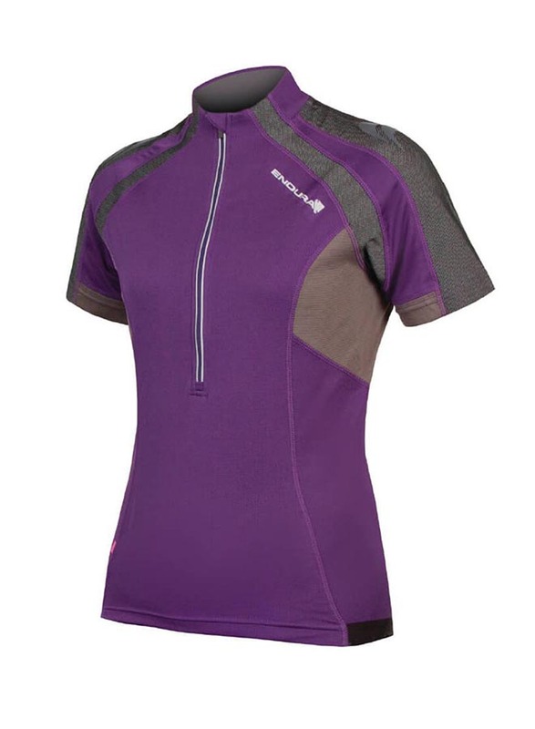 Endura Wms Short Sleeve Hummvee Jersey, Medium, Purple