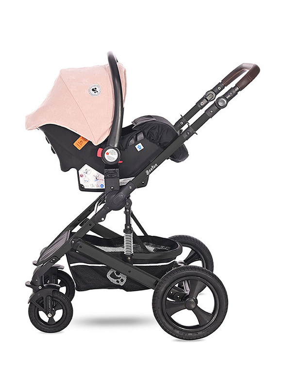 Lorelli Premium 3 in 1 Boston Baby Stroller, Cameo Rose Stars Pink