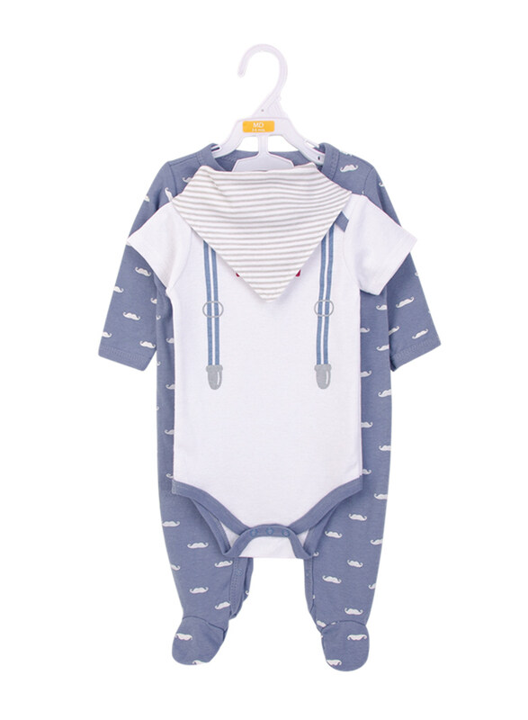 

Hudson Baby Layette Set Bow Tie, 3 Pieces, 6-9 Months, Blue/White