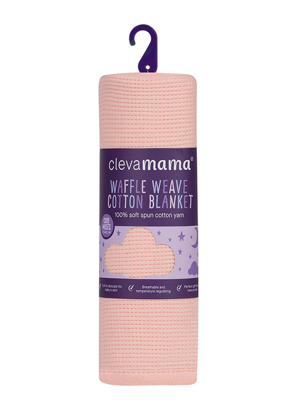 

Clevamama Waffle Weave Cotton Blanket, Crib/Moses Basket 70 x 90cm, Coral