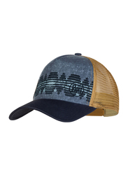 Buff Tzom Stone Printed Trucker Cap Unisex, One Size, Blue