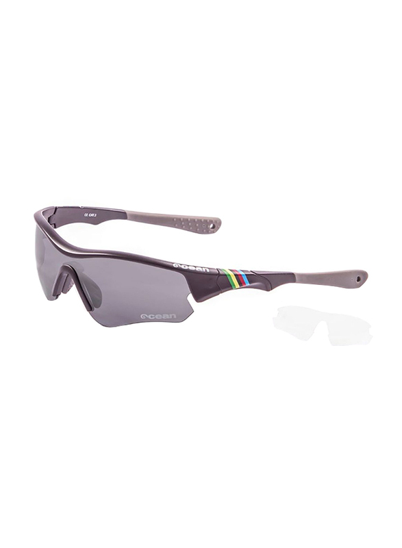 Ocean Glasses Polarized Half Rim Sport Iron Matt Black Frame Sunglasses Unisex, Smoke Lens