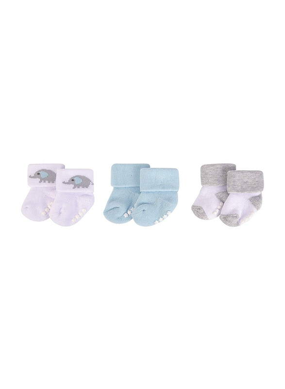 

Hudson Baby Terry Socks with Non-Skid for Baby Boys, 3 Pieces, Multicolour