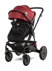 Lorelli Premium Lora Baby Stroller with Mama Bag, Luxe Red Elephants