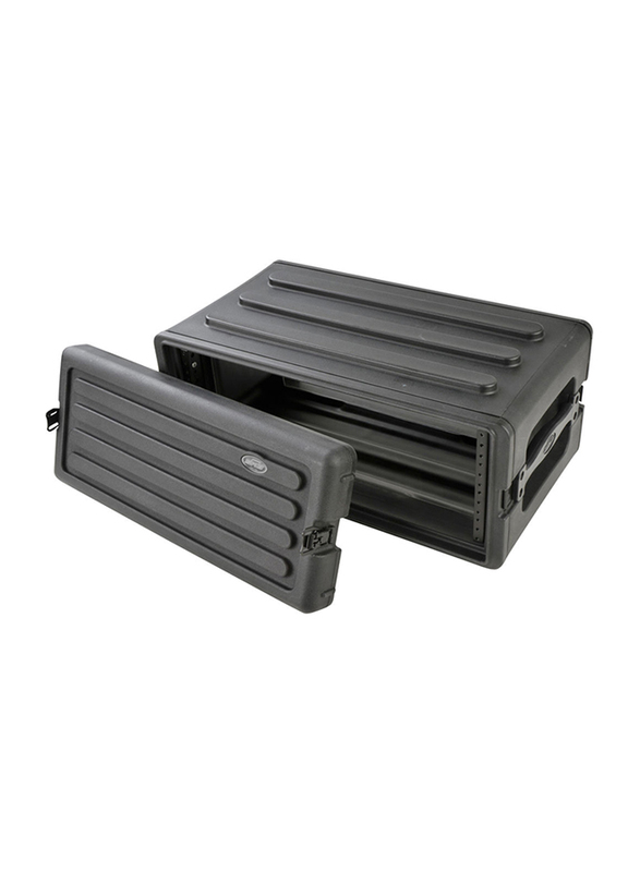 SBK 10.5 Inch Deep 4U Shallow Roto Rack Case with Steel Rails, Black