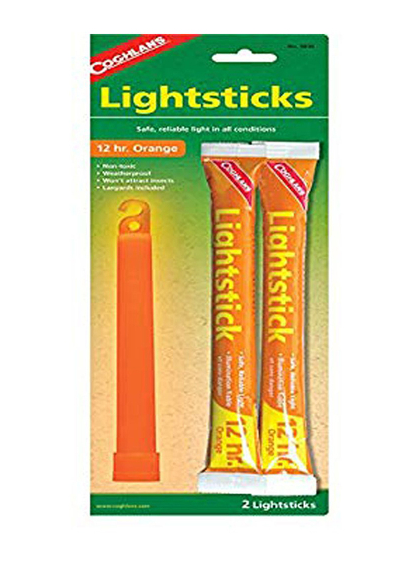 Coghlans Snaplights 12 Hrs Lightsticks, 2 Piece, Orange