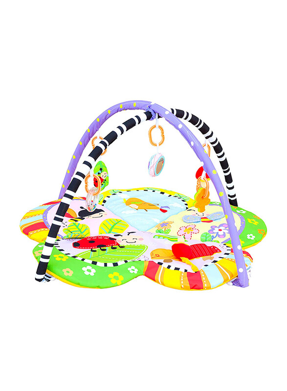 

Moon Perky Baby Playmat and Activity Gym for Newborn Baby & Infant 5 Hanging Sensory Flower Toys, 0+ Months, Multicolour