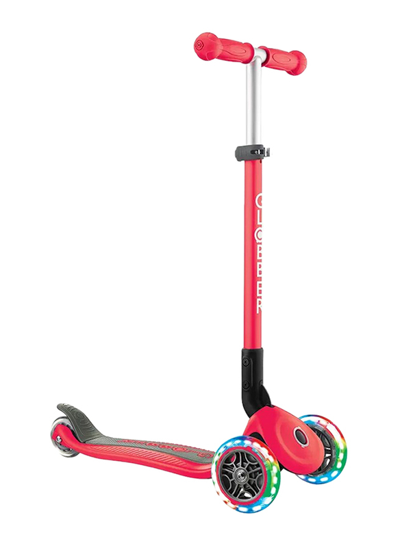 Globber Primo Foldable Lights Scooter, Red