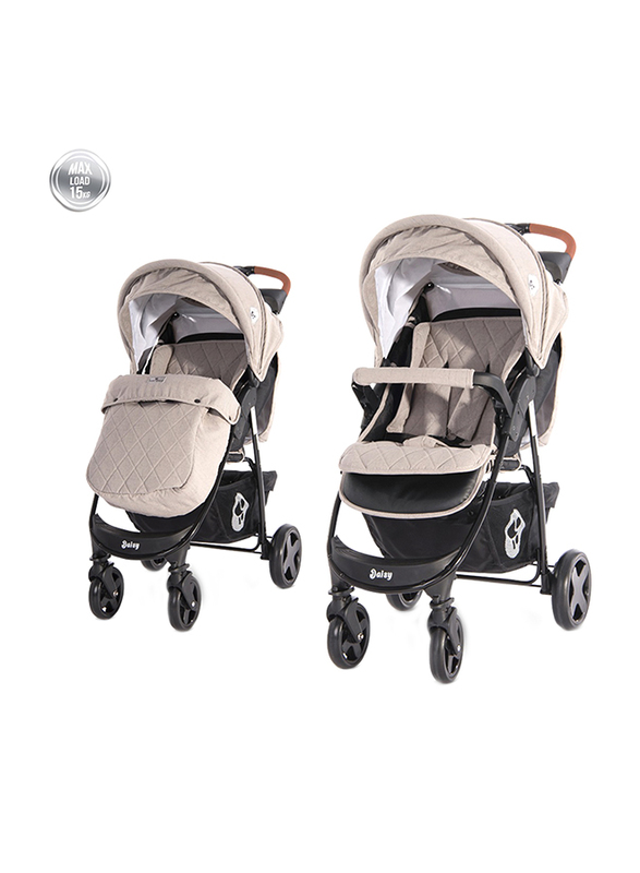 Lorelli Classic Daisy + Footcover Baby Stroller, String Beige/Black