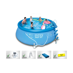 Intex Easy Set Pool With Filter/Ladder/Cover/Patch, 5 Piece, CG-26666, Multicolour