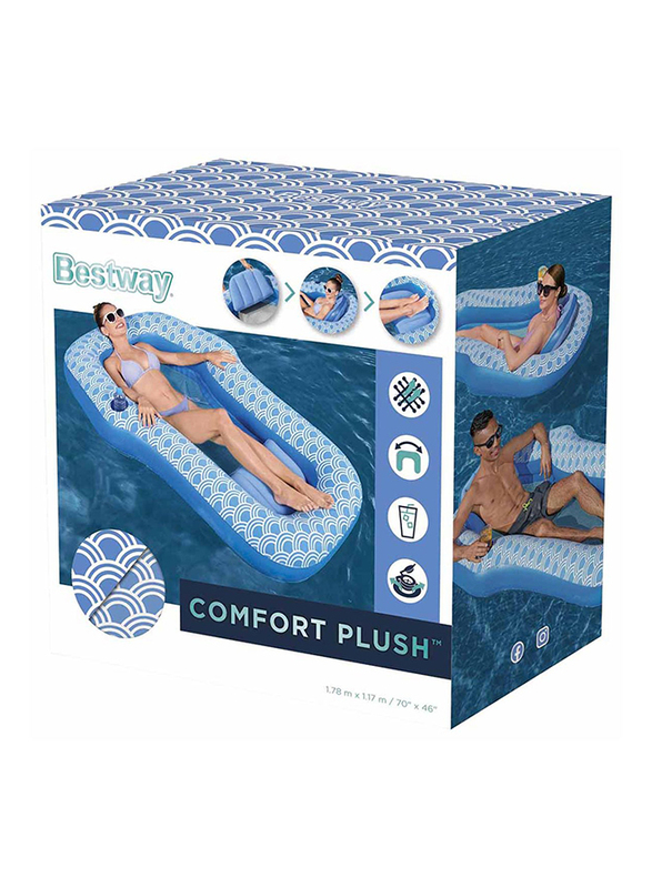 Bestway Lounge Comfort Plush Floater, Blue/Grey