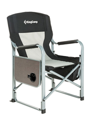 King Camp Folding Camping Director Chair with Cooler Bag and Side Table, Black/White