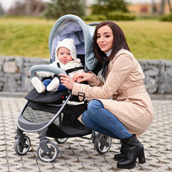 Lorelli Classic Martina + Footcover Baby Stroller, Black/Silver Blue