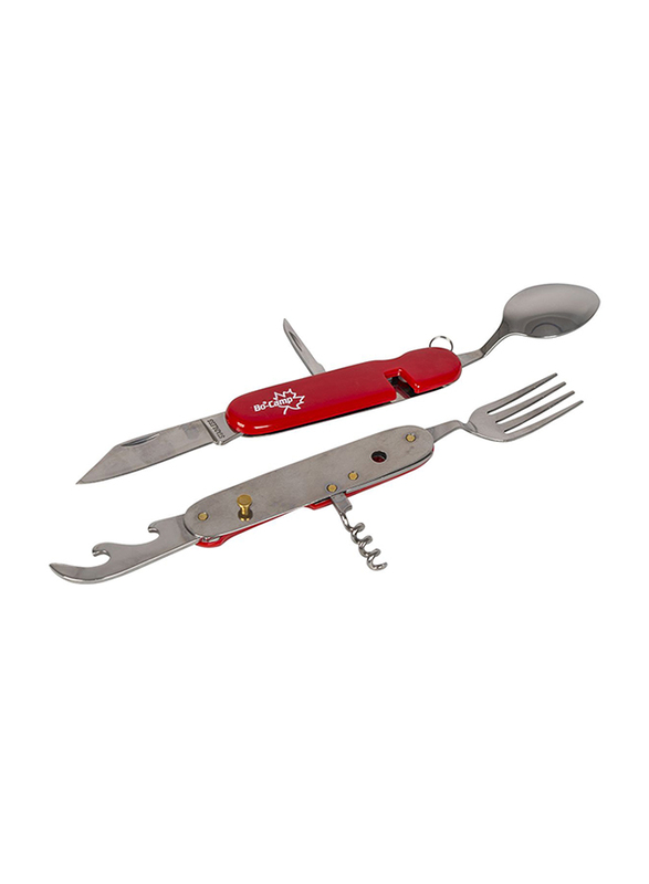 Bo-Camp Multifunctional Cutlery Tool Set, Red/Silver
