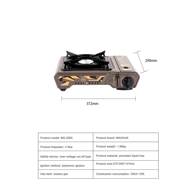 Maxsun Portable Gas Stove MS-3500HC, Camp Stove, Compact Design with Carrying Case