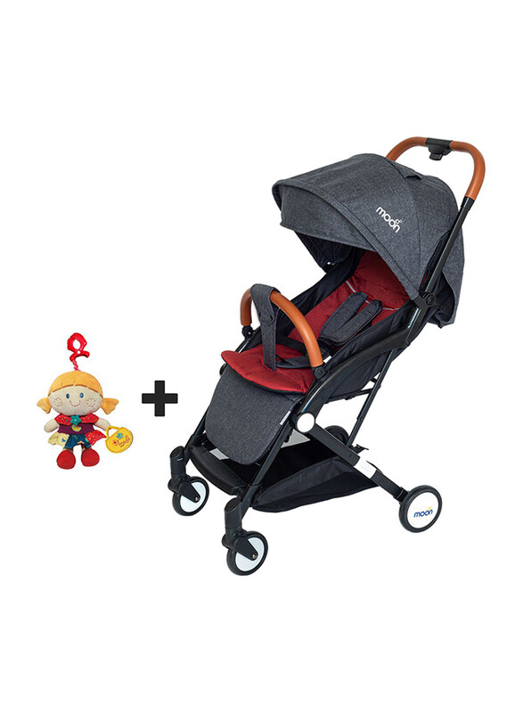 

Moon Ritzi Cabin Stroller + Pull String Girl Musical Toy, Red/Black