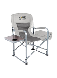 Kore Outdoor Folding Camping Director Chair with Cooler Bag & Side Table, Grey