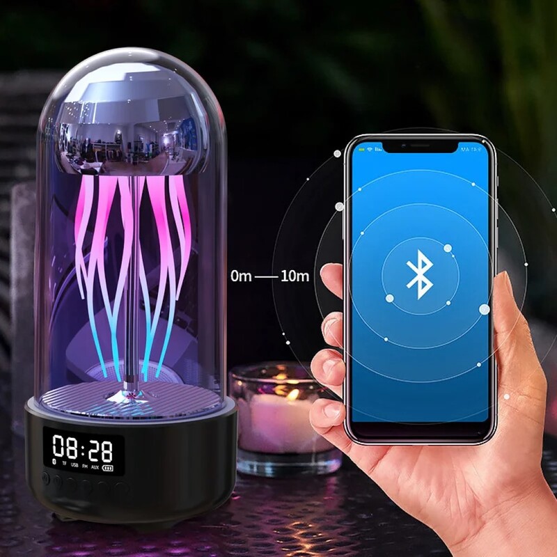 Acoustics Jellyfish Bluetooth Speaker Led Night Light with Clock