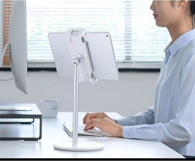 UPERGO AP4H AngleHeight Adjustable Aluminum Alloy Desktop Tablet  Phone Holder Bracket Stand  Silver