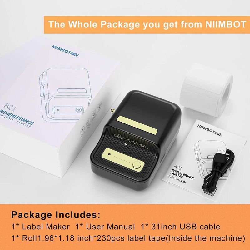 NIIMBOT B21 Label Maker Printer Black