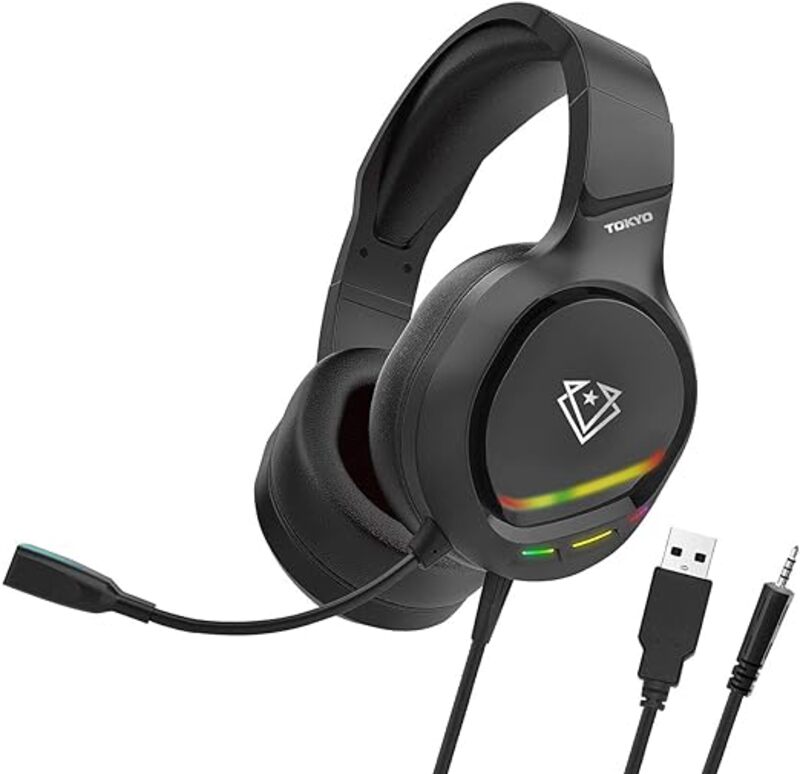 Vertux Gaming Headset OverEar NoiseIsolating  OmniDirectional Mic 2 YearsWarrantyRGB Light  50mm DistortionFree Drivers