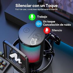 MAONO USB Condenser Microphone for Gamer PC RGB Microphone with Noise Cancellation Silence Gain and Monitoring for Stream Podcast  Twitch   YouTube  Computer Mobile and PS5 PS4 GamerWave