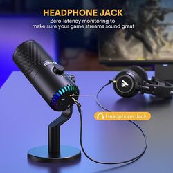 MAONO USB Gaming Microphone for PC Programmable Condenser Mic with RGB Light MuteGain MonitoringVolume Control for Streaming Podcast Twitch YouTube Discord Computer Mac PS5 DM30 BlacK